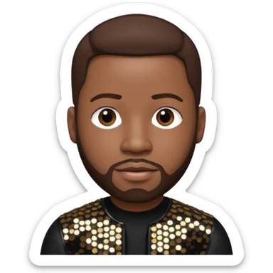 Wanya Morris from Boyz II Men with dark brown hair, black sequin outfit sticker