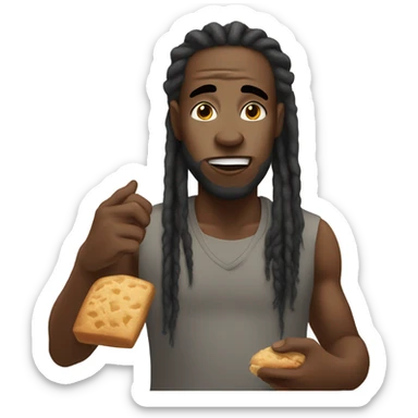 Black man with dreadlocks hungry sticker