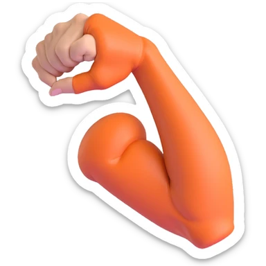 a flexed bicep that appears broken with a clear visual indication of the break or injury sticker