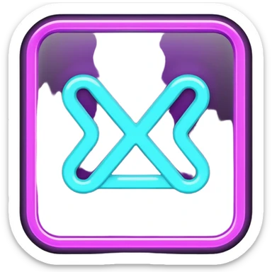 futuristic minimalistic emoji icon, letters "N" formed by three glowing digital lines representing Storm, Atom and NoizeGames, neon purple (#8B5CF6) and cyan (#00E0FF) on dark background, modern tech style, 1:1 aspect ratio sticker