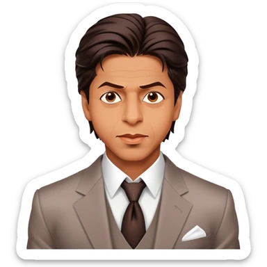 Cinematic Realistic portrait of Shah Rukh Khan, portrayed as a charismatic film star with expressive features and stylish contemporary attire, rendered in rich, dynamic lighting that captures his magnetic presence sticker