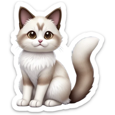 cinematic-[showshoe cat]-realistic-full-body-sitting-emoji,-tail-curled-playfully-around-its-paws,-head-tilted-dramatically,-fluffy-[snowshoe cat]-fur,-simplified-yet-realistic-focused-features,-highly-detailed,-glowing-with-an-almost-sarcastic-glow sticker