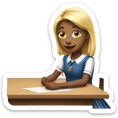 Two europian schoolgirl at the table are playing sticker