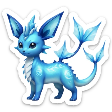 Shiny Nebulae Lumineon-Vaporeon-Amaura-Glaceon-Dragonair-Fakémon-hybrid-creature (full body)  sticker