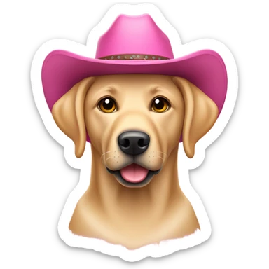 blonde labrador wearing pink cowboy hat sticker