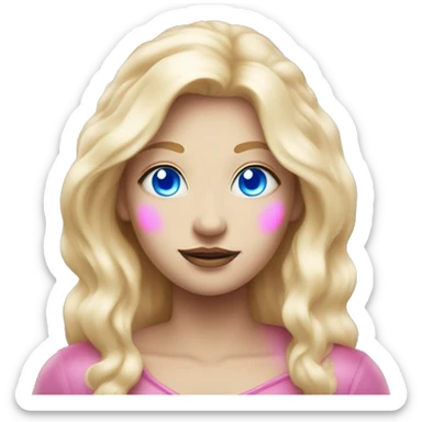 magical diva with thin pink andromedan face long blonde hair and blue eyes glowing third eye sticker