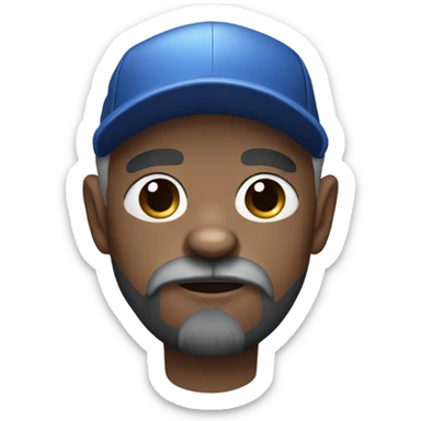 Blue eye Old man with goatee beard ball cap holding black Chihuahua long hair sticker