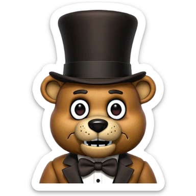 Freddy Fazbear with black and tiny hat from Five Nights At Freddy's Movie sticker