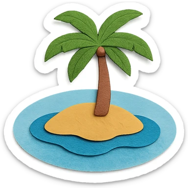 SimDay Bay and island, paper craft style, layered cutout look sticker