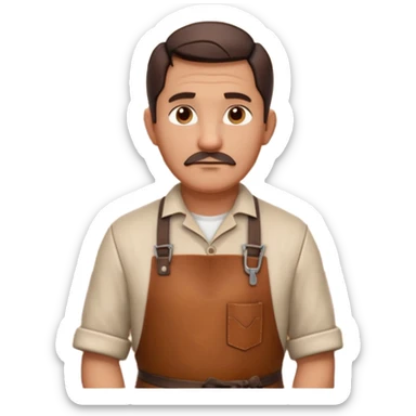 master woodcraft carpenter portrait, head and shoulders only, leather apron collar, carved wood patterns visible, thoughtful focused look, artisan vibe, 3D cartoon, mobile game icon style, clean background, no text, no watermark
 sticker