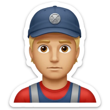 Homme fort blond  casquette sticker