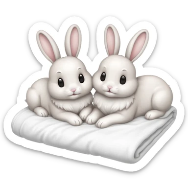 Bunnies laying in bed sticker