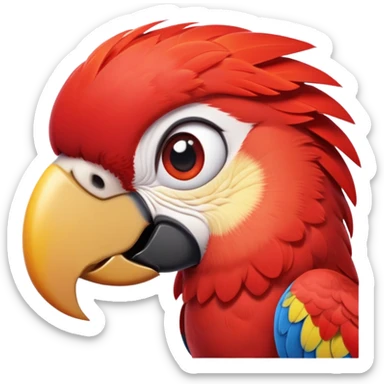 cinematic-cute-macaw-portrait-emoji,-head-tilted-playfully-and-inquisitively,-with-a-dazzling-red-plumage-and-round,-sparkling-eyes-filled-with-charm,-simplified-yet-irresistibly-adorable-features,-highly-detailed sticker