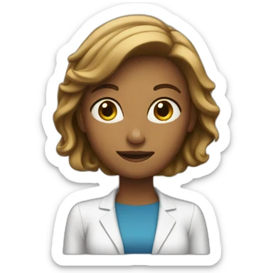 woman presenting sticker