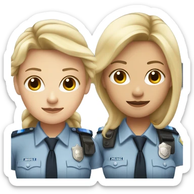 Two police woman (one with long blonde hair and medium skin and the other one with short brown hair and white skin) sticker