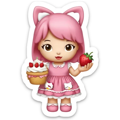 hello kitty strawberry shortcake pink sticker