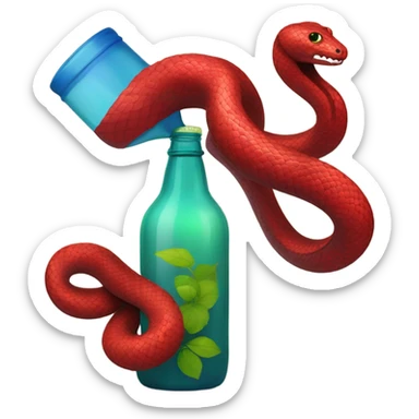 Red snake drinking alcohol sticker