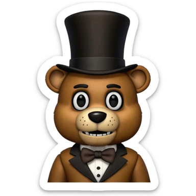 Freddy Fazbear with black and tiny hat from Five Nights At Freddy's Movie sticker