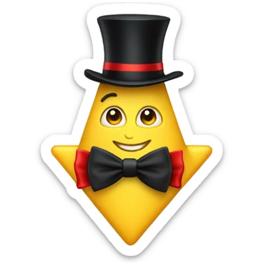 yellow triangle with a top hat and bow tie  sticker