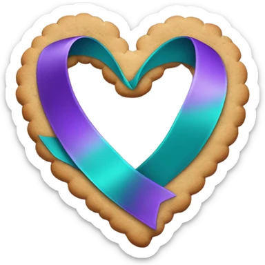 Purple teal Suicide awareness ribbon, heart cookie sticker