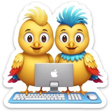 Create a Emoji in which birds are together coding sticker