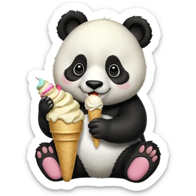 Panda eating ice créame sticker