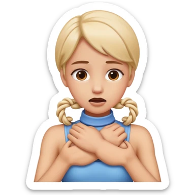 Girl with arms around her neck fake chocking sticker