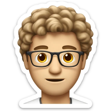 a white guy that study computer science and use glasses and have a lot of hair, him hair is withe brown and he uses a brown hat from chile sticker