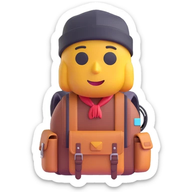 Scav character from Tarkov wearing a beanie and backpack, 3D emoji style sticker