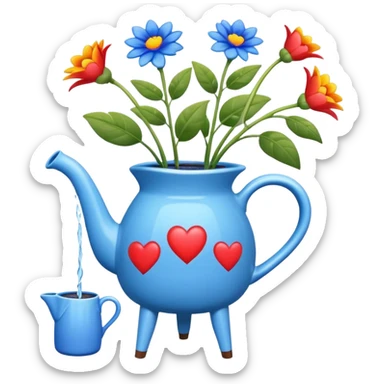 i want a watering jug with legs watering 3 plans in increasing height with hearts in the flowers sticker