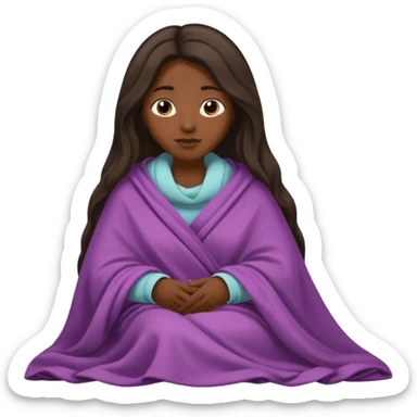 dark skin long haired woman with tucked blanket sticker