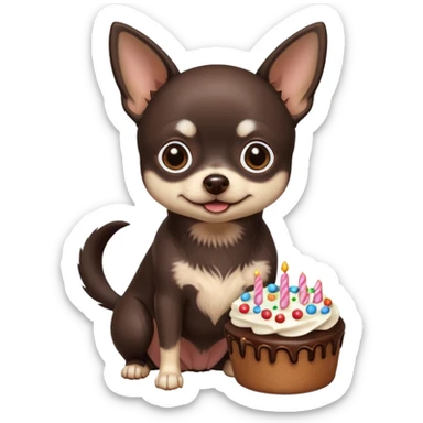Black chihuahua with a piece of cake sticker