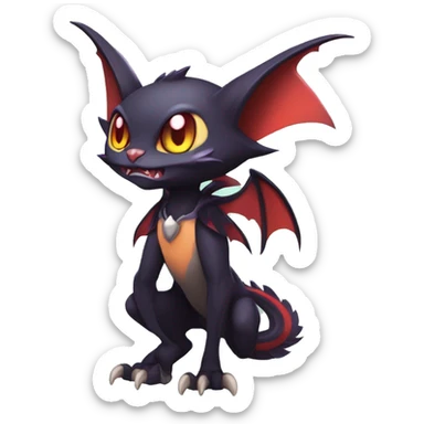  Kawaii Edgy Cool Vampiric Beautiful Noivern-Nargacuga-Litten with big Bat Ears full body sticker