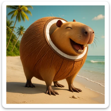 Edit the character in the reference image to have a happy expression, keeping the original style, outfit, and colors exactly as in the reference image. sticker