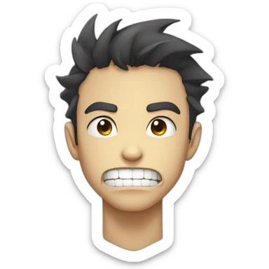anime boy with angry face and teeth sticker