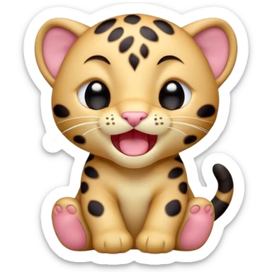 Cinematic Cute Yawning Baby Panther Portrait Emoji, Head tilted slightly with a dramatic, wide-open yawn, showcasing a small, plush body with drowsy, half-closed eyes and an open, relaxed expression, Simplified yet irresistibly adorable features, highly detailed, glowing with a soft, cozy glow, high shine, relaxed yet expressive, stylized with a dash of whimsical charm, soft glowing outline, capturing the essence of a drowsy yet affectionate baby panther that appears ready to stretch out for a nap! sticker