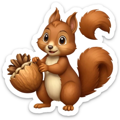 A playful squirrel holding an acorn with both paws.












































 sticker