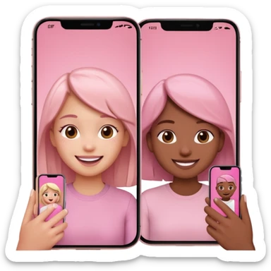pink video call between 2 people on different phone sticker