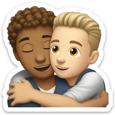 lightskin boy getting hugged from the back by white boy sticker