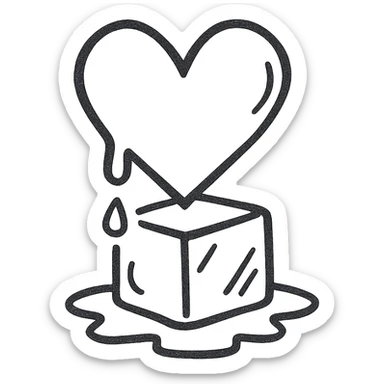 a heart melting an ice cube sticker