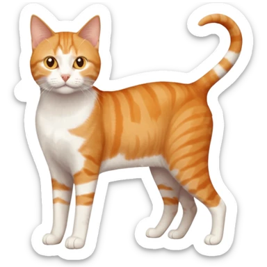 full body orange and white domestic shorthair slim cat with yellow/orange eyes and a white triangle pattern on his face playing sticker