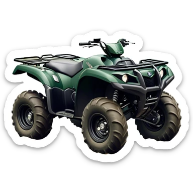 Yamaha Grizzly 700 (2019) – Cinematic-realistic Yamaha Grizzly 700 ATV, its dark green frame tearing through muddy trails. no rider sticker