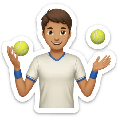 The juggler is tossing two tennis balls sticker