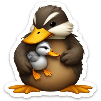 a duck kissing a beaver sticker
