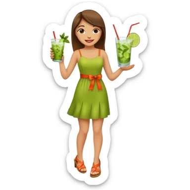 Un zapato con cara feliz vestido de un puertorriqueño con un mojito en la mano y está en la playa  sticker