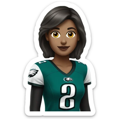  White female brunette wearing Philadelphia Eagles jersey sticker