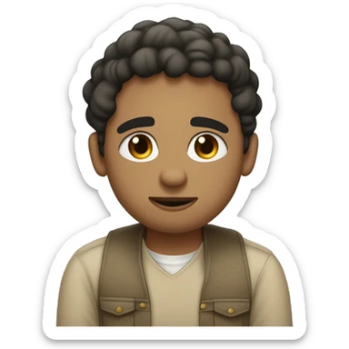 A lighskin round emoji with hands on its cheeks blushing and their eyes closed, and in the cloud thought going through their head, it is a day dreaming about their man who is black with low cut hair wearing collard shirt and khaki jeans sticker