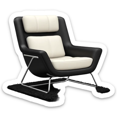 White rug with black lounge chair sticker