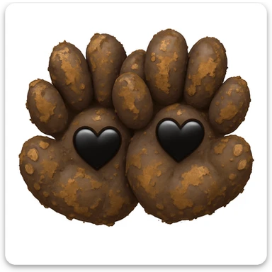 Make the two black puppy paws look muddy, keep the black heart around them and original style (original style slug: emoji) sticker