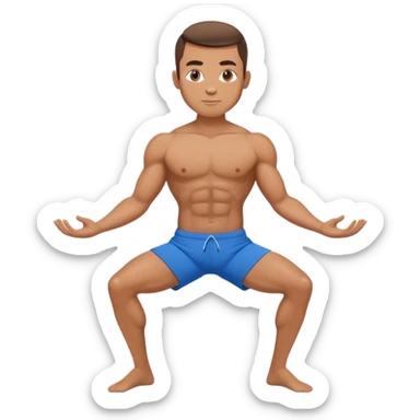 guy blue short warrior yoga pose sticker